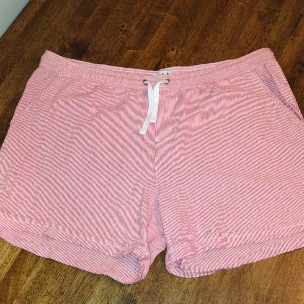 COPY - Red and White striped Linen Blend Dash Shorts XL